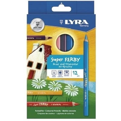 NEU: 12 Lyra Super Ferby dicke Farbstifte Buntstifte Malstifte Jumbo DREIECKIG!