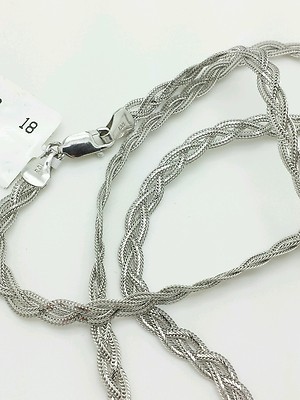 14K Massiv Weißgold Geflochten Fuchsschwanz Weizen Halskette Anhänger Kette 18'' 3,5mm