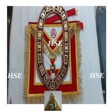 MASONIC REGALIA ROYAL ARCH APRON with CHAIN COLLAR Jewel RED-HSE
