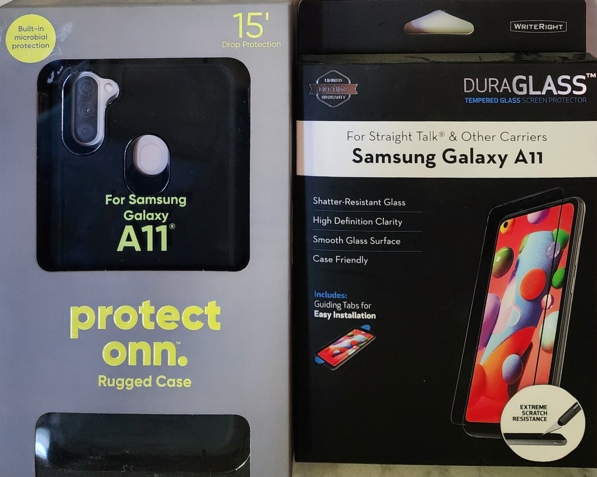 NIB Protect Onn Rugged Case DuraGlass Screen Protector For