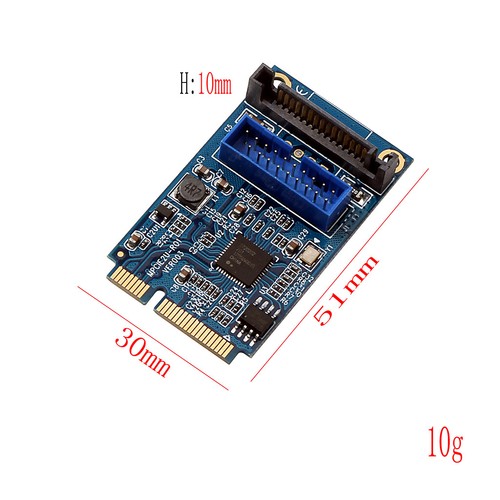 Mini PCIE PCI Express to Dual USB 3.0 ports 19pin 20pin Expansion Adapter Card - Picture 3 of 7