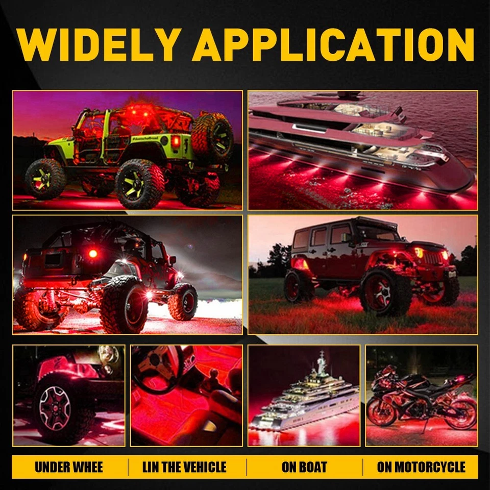Lámpara impermeable 4-20x LED roja debajo de la carrocería sistema de luces de neón para debajo de la carrocería Foto 4 de 4
