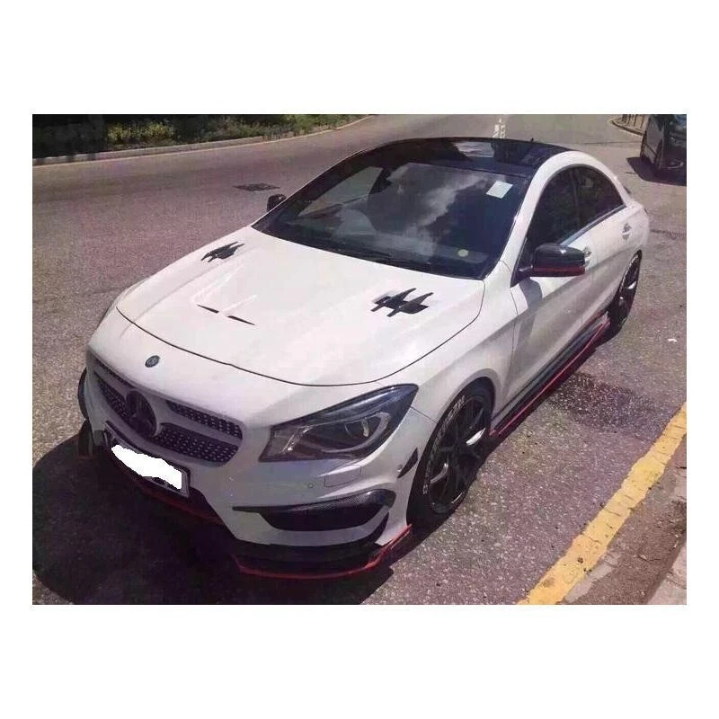 Capó delantero de fibra de carbono real para Mercedes-Benz CLA W117 2013-2019 capó ventilado Foto 3 de 4