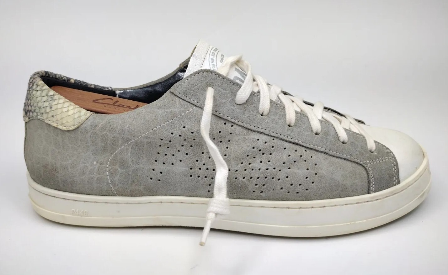 P448 John Python Print Gray White Leather Iridesc… - image 2