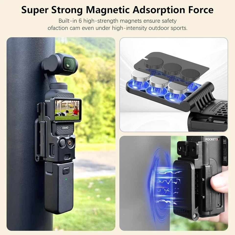 Magnetic Mount Stand fits DJI Osmo Pocket 3 Adapter Magnet Suction Case Holder - Image 3 of 4