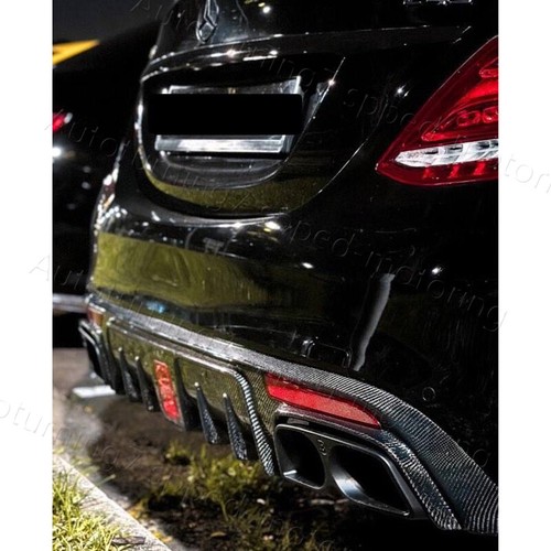 REAL Carbon Rear Bumper Diffuser Lip W/Exhaust For 15-19 Benz W205 C63 C43 Sedan - Picture 7 of 13