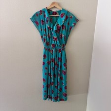 St. Gall Vintage Blue Floral Midi Dress S
