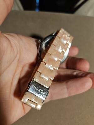 Fossil ES2791 Stella White Dial Pink Acrylic Strap  display picture 2
