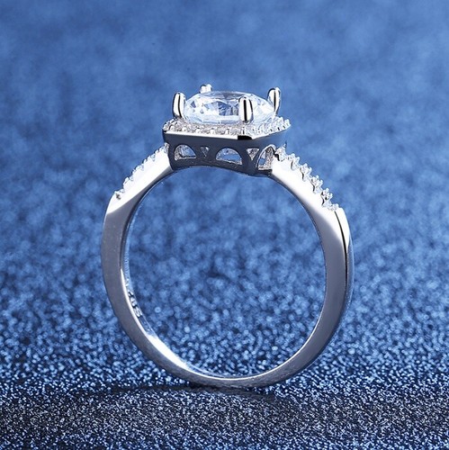 GRA Certificate 1CT Moissanite Diamond Sterling Silver Square Shape Ring R7 - Picture 4 of 8