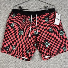 Disney Mickey Mouse Men's Small Swim Board Shorts Red Black NWT