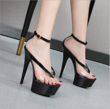 Ladies Clip Toe Party Sandals Patent Leather Platform Stiletto Heels Slingback
