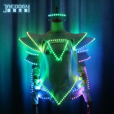 LED Luminous Mini Dress Performance Costume Woman Party DJ Bar Nightclub Disco