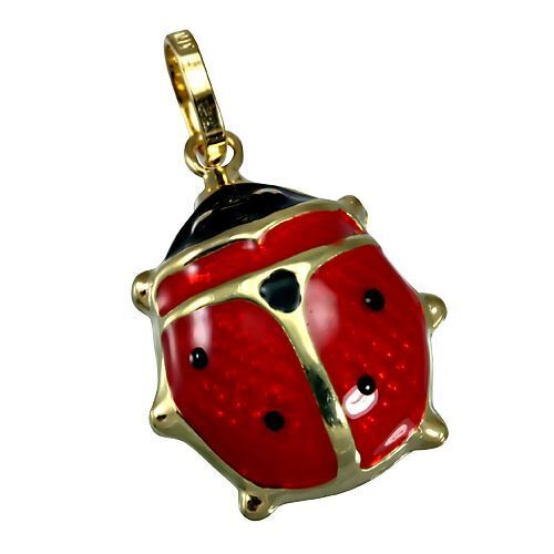 Hohler emaillierter Laybird Charm 9 kt Gold - Bild 1 von 2