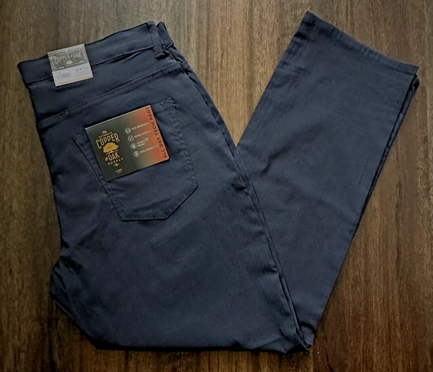 Copper & Oak NWT Men's 36x30 All Day Tech Pants Dark Sapphire Blue K2F901 NWT$65