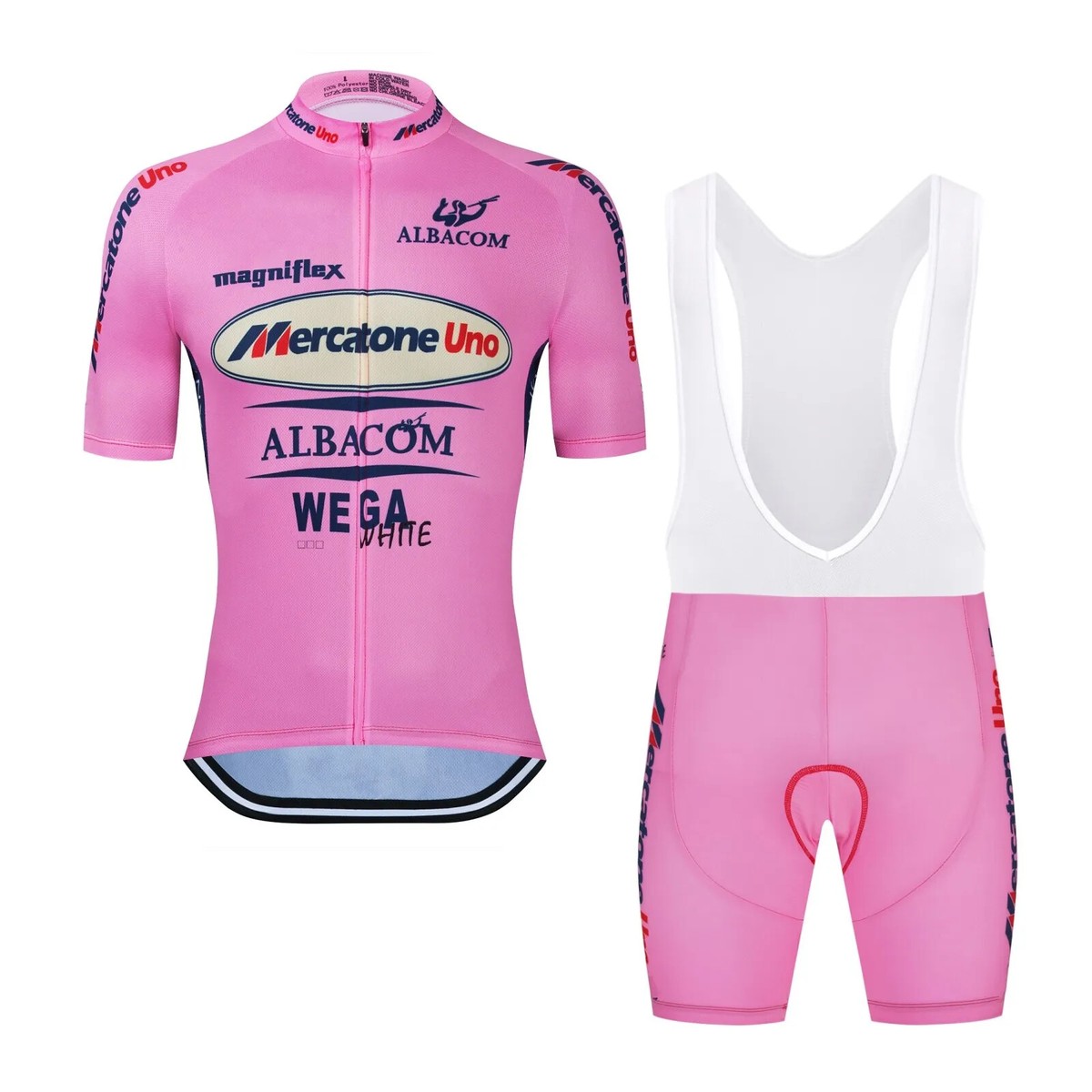 Pantani Mercatone Uno サイクルジャージ XXL Mercatone Uno Marco Pantani Italy Pink Cycling Jersey Set