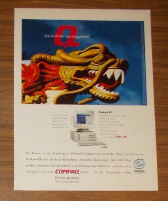 Seltene Werbung COMPAQ DESKPRO EP Intel Celeron PC - Chinesischer Drache 1998
