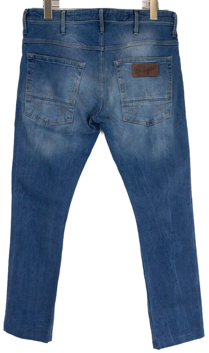 Wrangler Spencer Jeans Mens W31 L30 Slim Fit Fade Effect Button Fly Blue