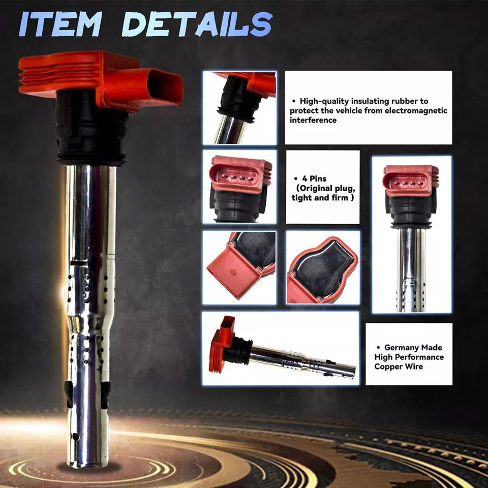 4Pack Ignition Coils & spark plugs Pack For Audi R8 S4  A4 A8 Q5 Q7 VW UF529