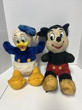 Vintage Walt Disney Mickey Mouse And Donald Duck Stuffed Plush California Toys