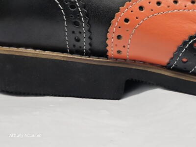 GIROTTI SHOES Wing Tip Oxford Orange / Black Size 9 Us  display picture 2