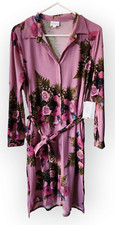 Lularoe Floral Small Ellie Button Down Sash Pocket Dress S Flowers on Pink NEW