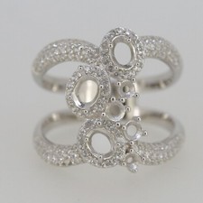 Sterling Silver Semi Mount Ring Setting Oval 5X4mm Round 3, 2.5 Zircon 8Gm