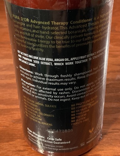 PURA D'OR Advanced Therapy Conditioner - For Volume Reduces Thinning Hair 16oz - Picture 8 of 9