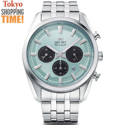 Orient Contemporary RN-TX0304L Panda Blue Face Solar Chronograph Men Watch NEW
