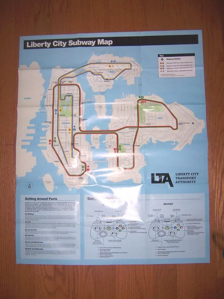 Grand Theft Auto III 3 Double-Sided Poster & Map Official Rockstar Liberty  City