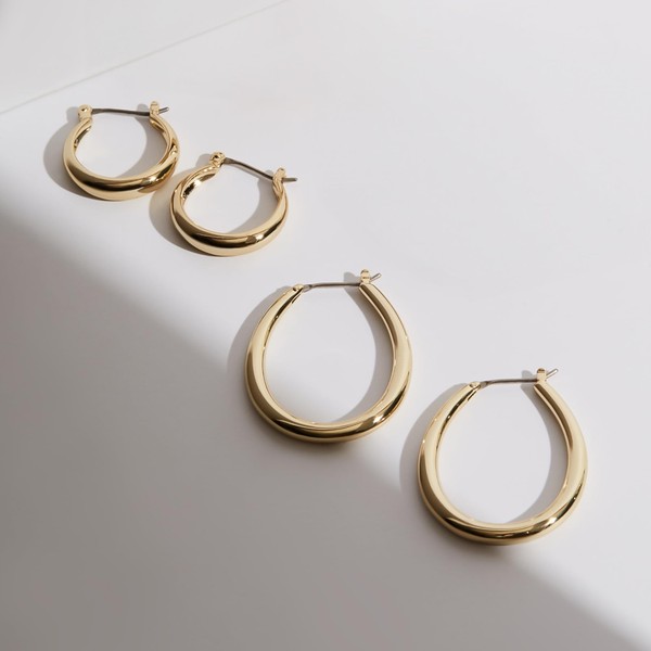 Alternate view of Ana Luisa Venus Endless Hoop Earrings 14k Gold Plated Silver Rhodium Pl...