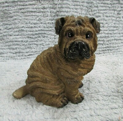 Chinese Shar-Pei Dog 9+ oz 1990's Sand Cast 3-1/2'' Tall Figurine Statue FREE S/H