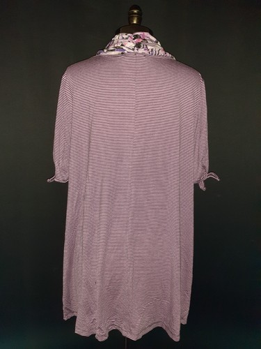 CATHERINES Plus Size 1X 18W 20W Shirt Top Purple Black Stripes Floral Scarf - Picture 5 of 6