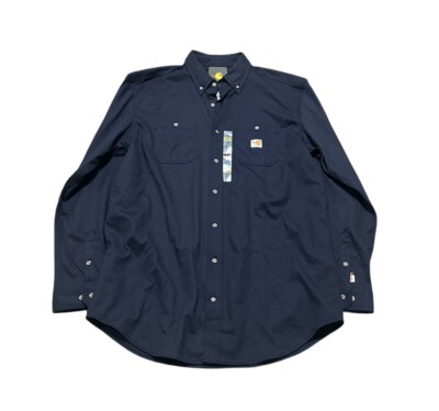 Carhartt FR Force Flame Resistant L/S Work Shirt Navy Men's XL