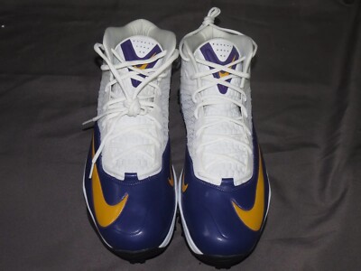 Nike Zoom Code Elite Pro Shark White/Purple/Gold Football Cleats Sz 16