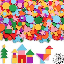 1500Pcs Foam Stickers Foam Shapes Stickers for ,10 Colors Adhesive Craft Supp...