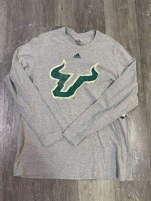 Adidas South Florida USF Bulls TShirt Adult Size XL Gray Green Long Sleeve 