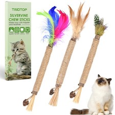 Silvervine Chew Sticks for Cats, Natural Catnip Chew Toys for Kittens Teeth C...