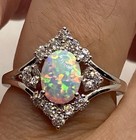 Vintage Ethiopian Fire Opal Band 925 Sterling Silver Crown Ring