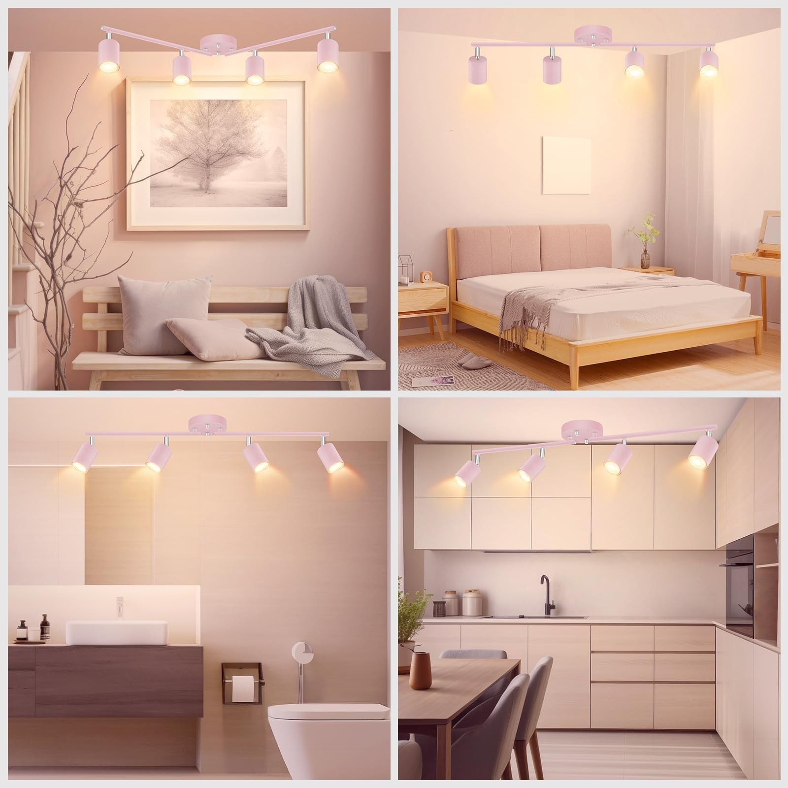 Track Lighting Fixture Ceiling, 4-Light LED Track Lights Kit, Modern Ceiling ...