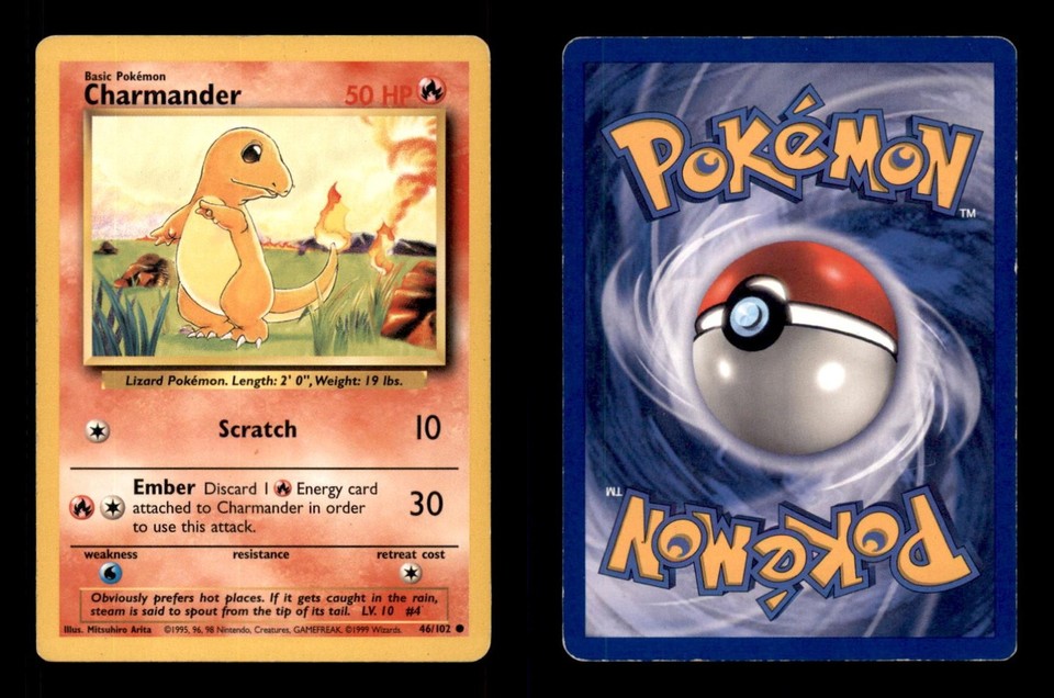 CHARMANDER 46/102 C BASE SET UNLIMITED POKEMON HP | eBay