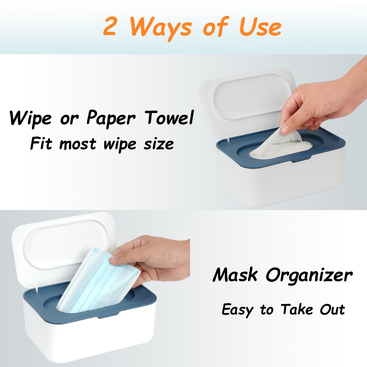 Wipes Dispenser, Wipe Holder for Baby & Adult, Seposeve Refillable Blue 