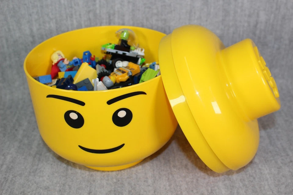 LEGO HEAD Storage Box Filled Bricks & Mini Figures Loose Play Mixed Lot 2010s - Bild 2 von 4