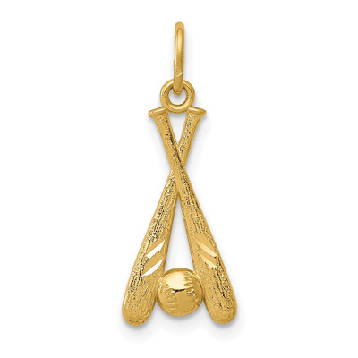 10k Gelbgold Baseballschläger & Ball Anhänger 0,43gm L-22mm, B-8mm