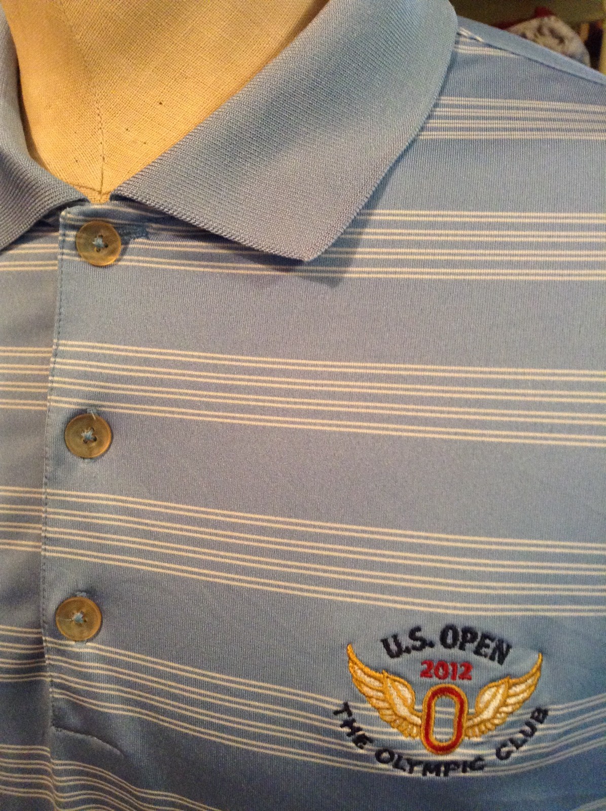 NIKE GOLF 2XL 2012 U.S. OPEN THE OLYMPIC CLUB AZURE STRIPED S/S GOLF POLO GREAT! thumbnail 7