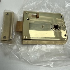 Polished SOLID BRASS olde rim latch door lock Bedroom old retro vintage  cottage