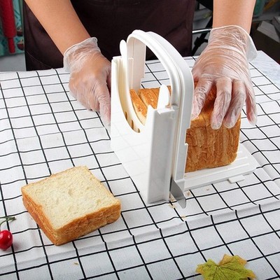 Bread Slicer Toast Cutting Adjustable Roast Loaf Slicer Cutter Foldable Compa...