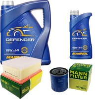 Mann Inspektionspaket 6L Mannol Defender 10W-40 FüR Peugeot 307 1.6 16V 2.0 1.4