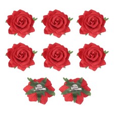 8Pcs Rose Flower Hair Clips 4 Inch Flower Hair Pins Flower Brooch Red