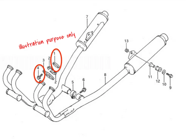 Juego de reparación de juntas de colector de escape Suzuki GSX600F 1997 # GSX750F 1989-1997 Foto 2 de 2