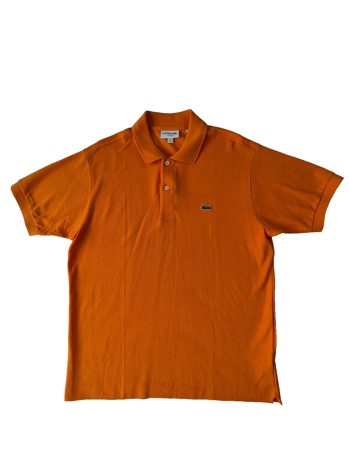 Lacoste Polo Shirt Mens Large Orange Classic Fit 100% Cotton Short Sleeve Logo